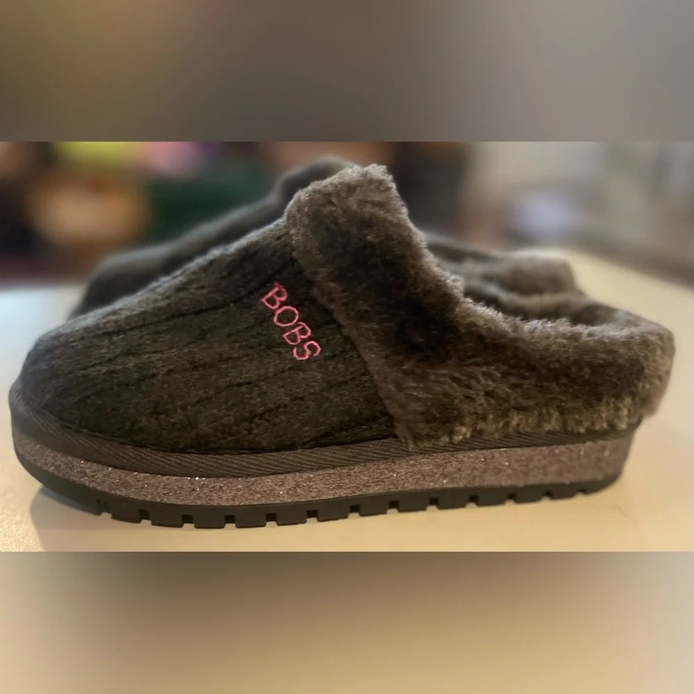 Bobs by Skechers girls 13 grey cable sweater knit slip on memory foam